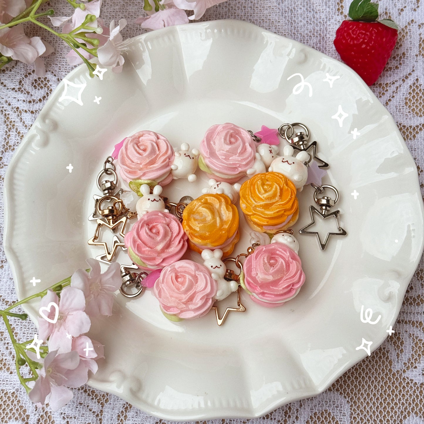 Rose Cookie Keychains