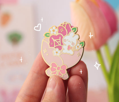 Rose Bouquet Bun Enamel Pin