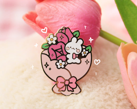 Rose Bouquet Bun Enamel Pin