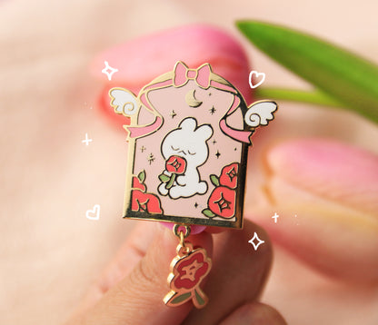 Moon Rose Bun Enamel Pin