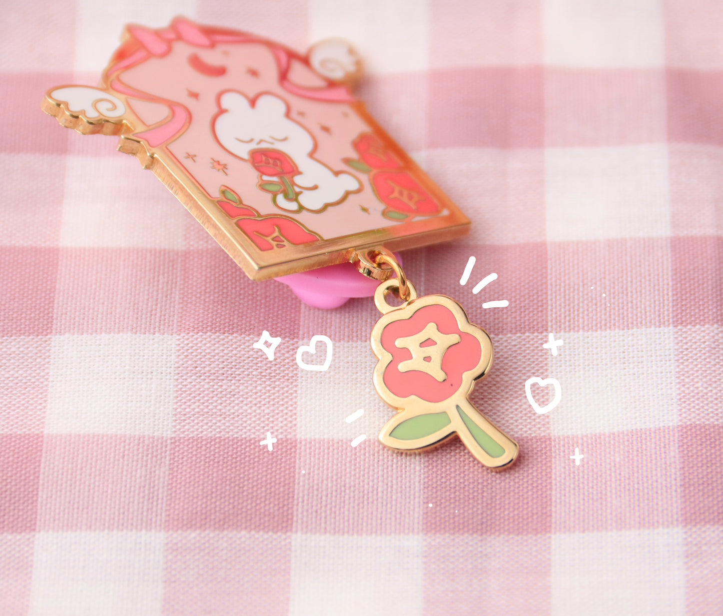 Moon Rose Bun Enamel Pin